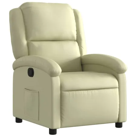Fauteuil inclinable crème cuir véritable
