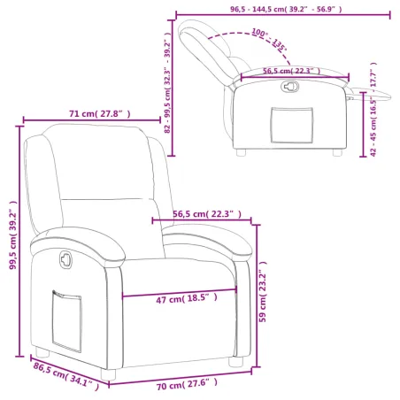 Fauteuil inclinable crème cuir véritable