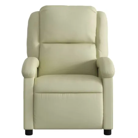 Fauteuil de massage inclinable crème cuir véritable
