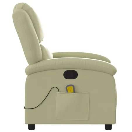 Fauteuil de massage inclinable crème cuir véritable