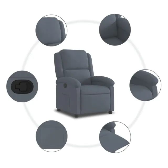 Fauteuil inclinable en velours gris foncé
