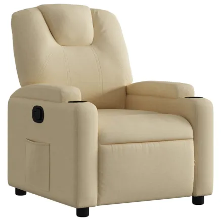 Fauteuil inclinable en tissu crème 2