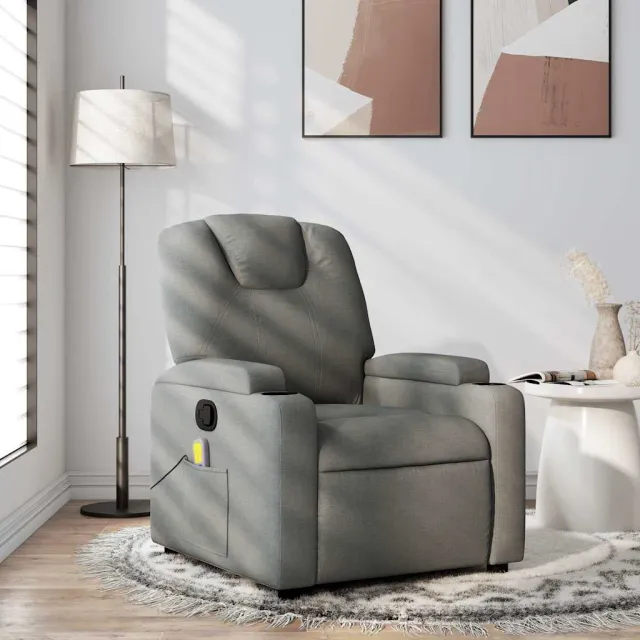 Fauteuil de massage inclinable gris foncé tissu