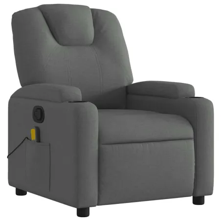 Fauteuil de massage inclinable gris foncé tissu