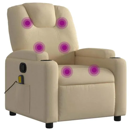 Fauteuil inclinable de massage en tissu crème 2