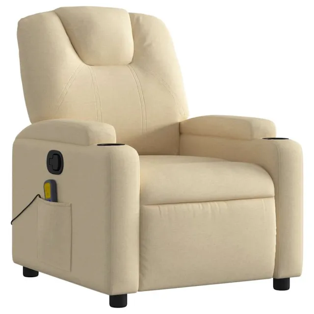 Fauteuil inclinable de massage en tissu crème