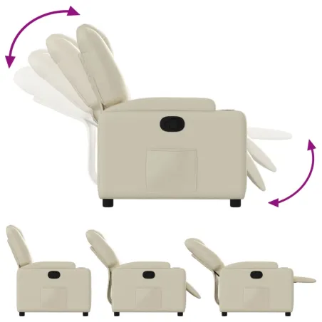 Fauteuil inclinable en similicuir crème