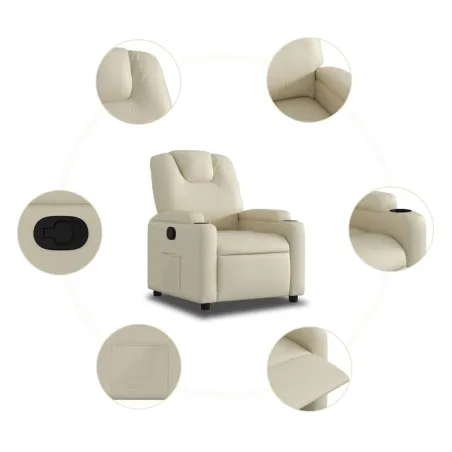 Fauteuil inclinable en similicuir crème
