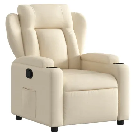Fauteuil inclinable en tissu crème 2
