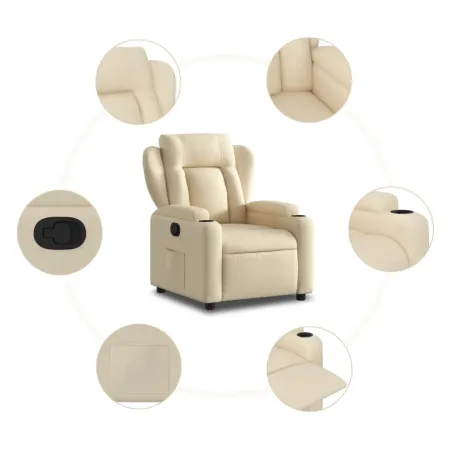Fauteuil inclinable en tissu crème