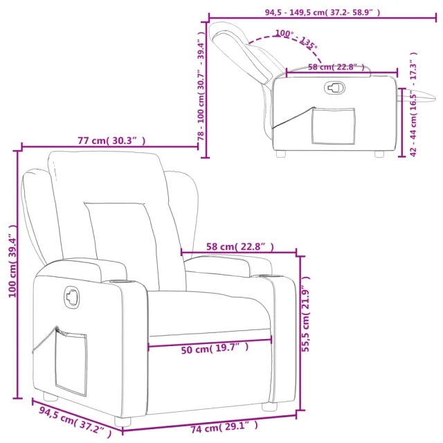 Fauteuil inclinable en tissu crème