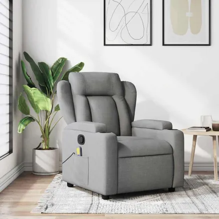 Fauteuil de massage inclinable gris clair tissu