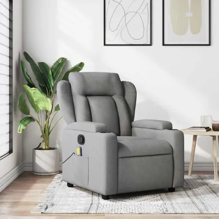 Fauteuil de massage inclinable gris clair tissu