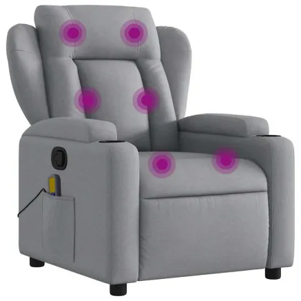 Fauteuil de massage inclinable gris clair tissu 2