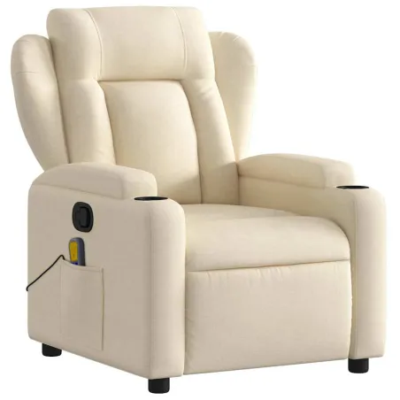 Fauteuil de massage inclinable crème tissu