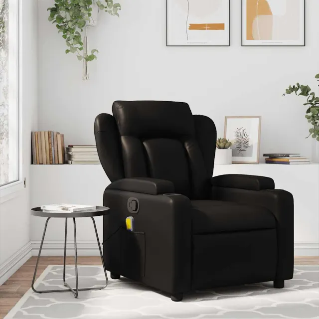 Fauteuil de massage inclinable noir similicuir