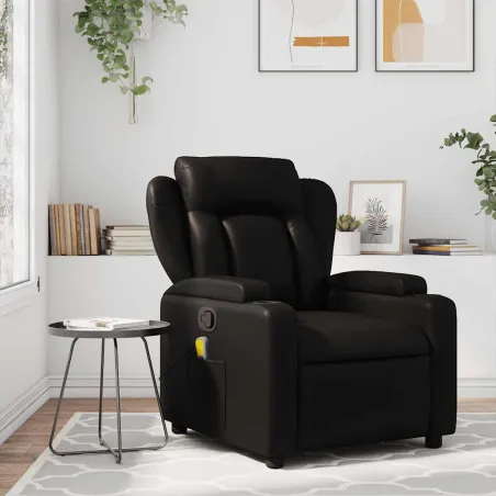 Fauteuil de massage inclinable noir similicuir