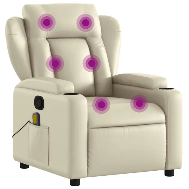 Fauteuil de massage inclinable crème similicuir