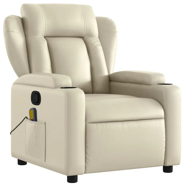Fauteuil de massage inclinable crème similicuir