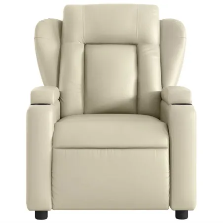 Fauteuil de massage inclinable crème similicuir