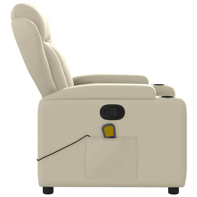 Fauteuil de massage inclinable crème similicuir