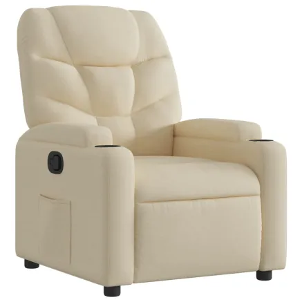 Fauteuil inclinable en tissu crème 2