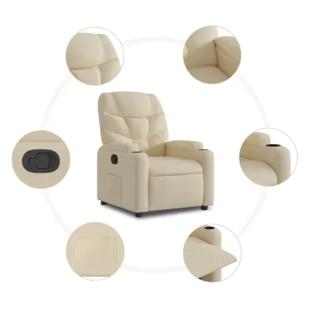 Fauteuil inclinable en tissu crème
