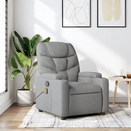 Fauteuil de massage inclinable gris clair tissu
