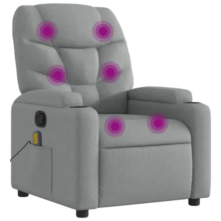 Fauteuil de massage inclinable gris clair tissu 2