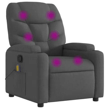 Fauteuil de massage inclinable gris foncé tissu 2