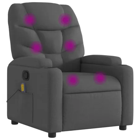 Fauteuil de massage inclinable gris foncé tissu