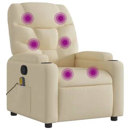 Fauteuil de massage inclinable crème tissu 2