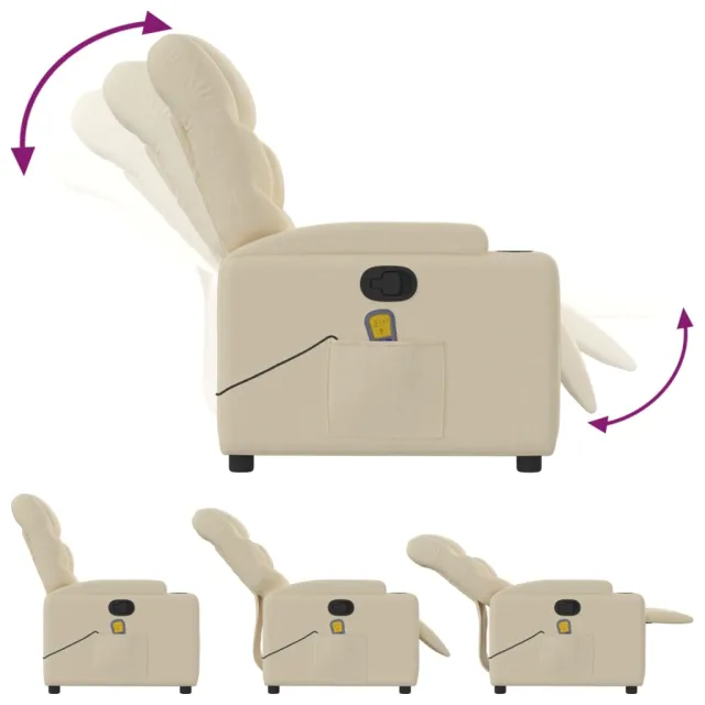Fauteuil de massage inclinable crème tissu