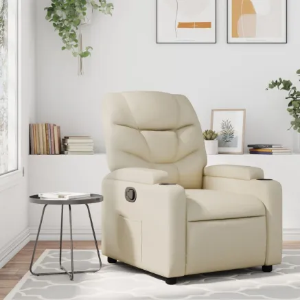 Fauteuil inclinable en similicuir crème