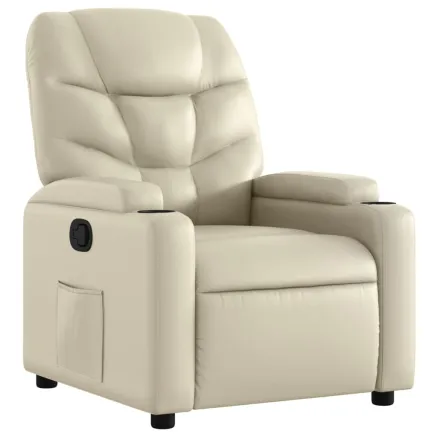 Fauteuil inclinable en similicuir crème 2