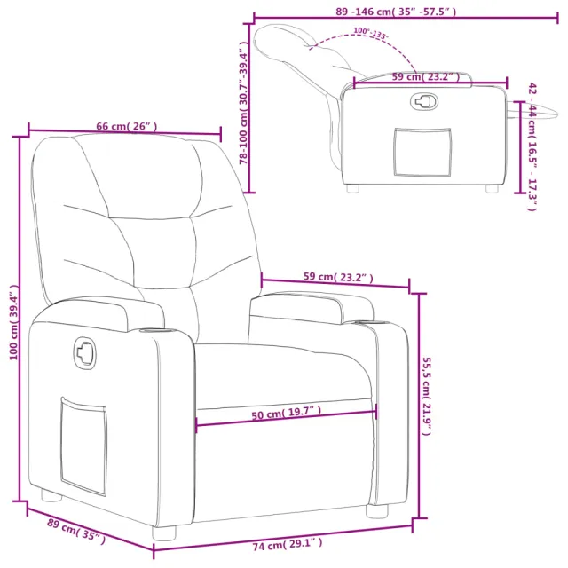 Fauteuil inclinable en similicuir crème