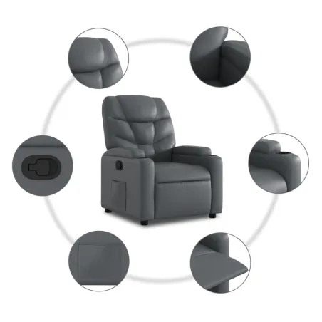 Fauteuil inclinable en similicuir gris