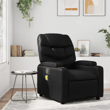 Fauteuil de massage inclinable noir similicuir