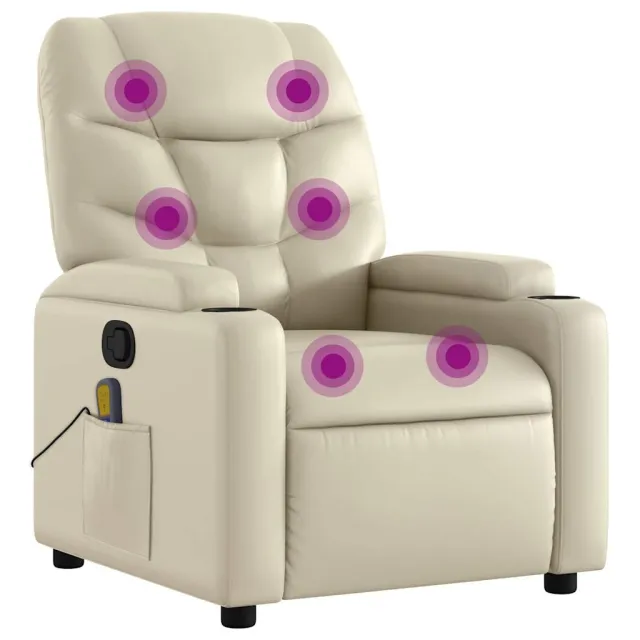 Fauteuil de massage inclinable crème similicuir