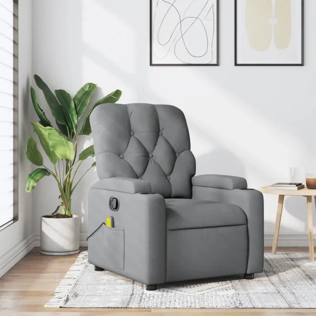 Fauteuil de massage inclinable gris clair tissu