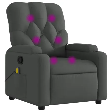 Fauteuil de massage inclinable gris foncé tissu