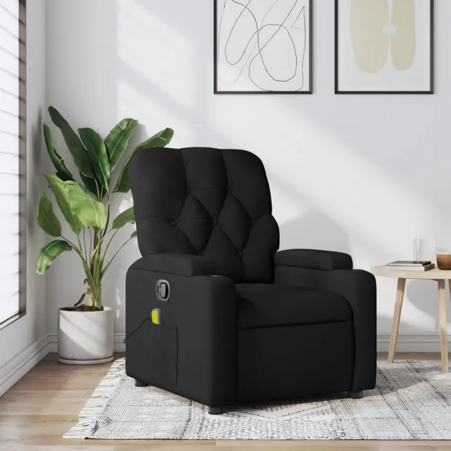 Fauteuil de massage inclinable noir tissu