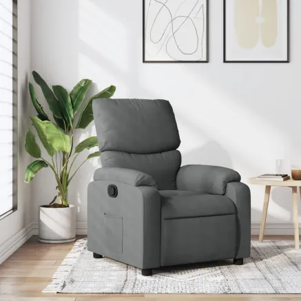 Fauteuil inclinable en tissu gris foncé