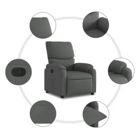 Fauteuil inclinable en tissu gris foncé