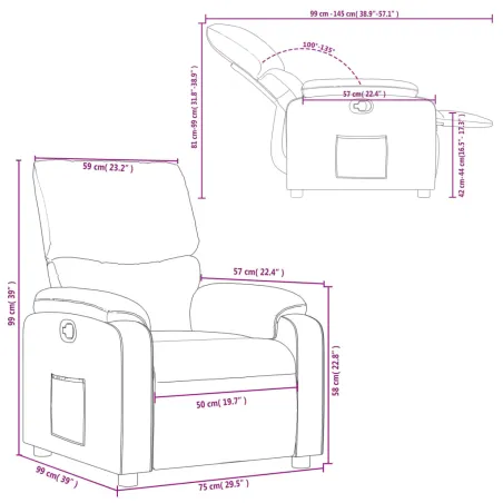 Fauteuil inclinable en tissu noir