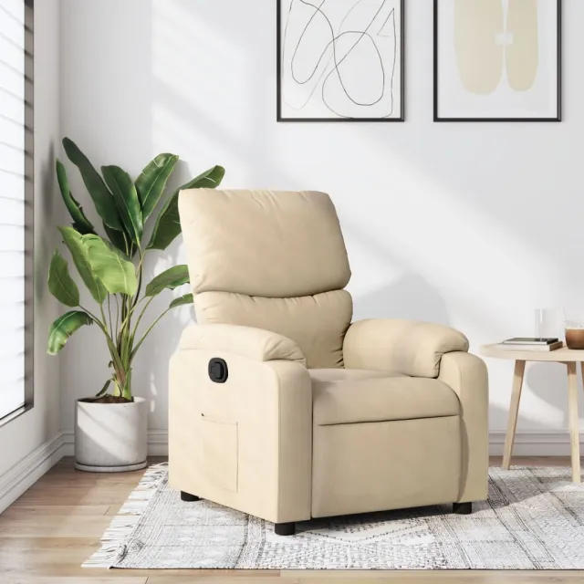 Fauteuil inclinable en tissu crème
