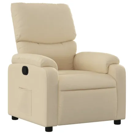Fauteuil inclinable en tissu crème 2