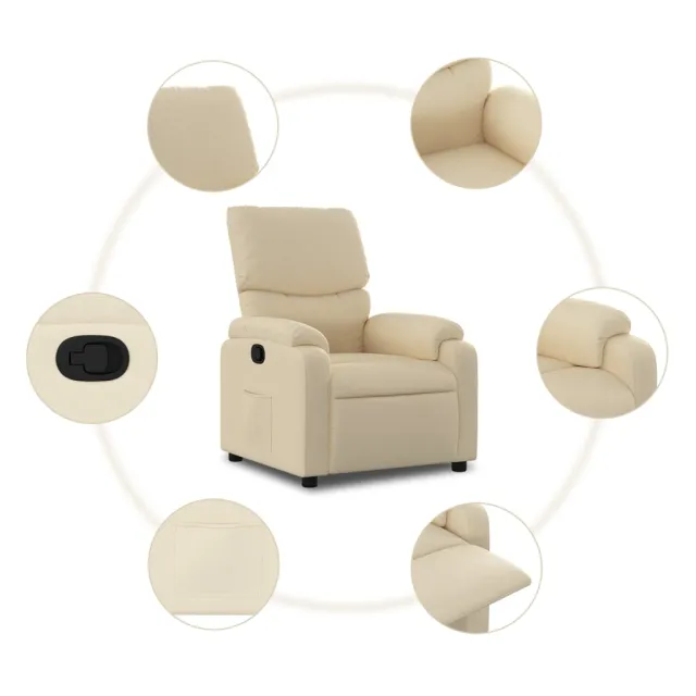 Fauteuil inclinable en tissu crème