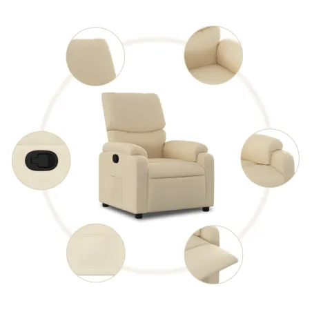 Fauteuil inclinable en tissu crème