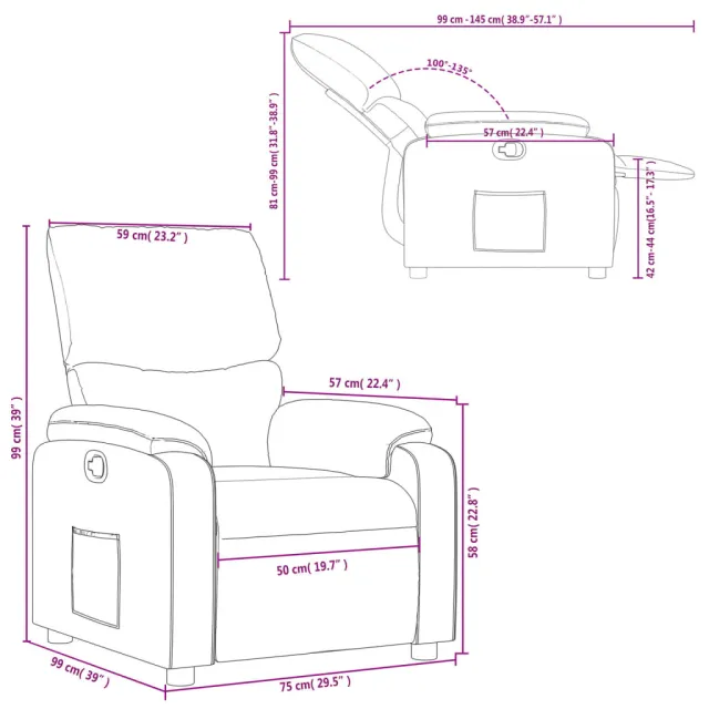 Fauteuil inclinable en tissu crème